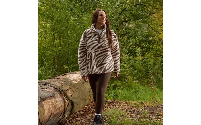 Ohs Teddy Zebra Print Half Zip Fleece, Brown - Large Extra Large product image