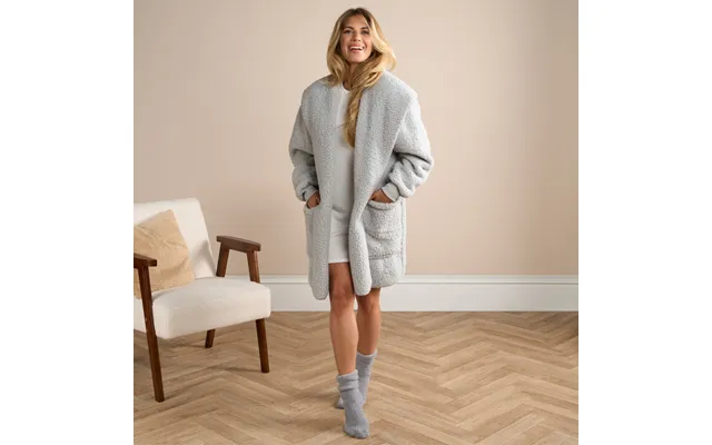 Ohs Waterfall Teddy Fleece Cardigan, Grey - S M product image