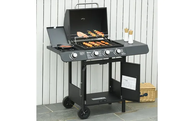 Outsunny 4 Burner Gas Bbq - Black