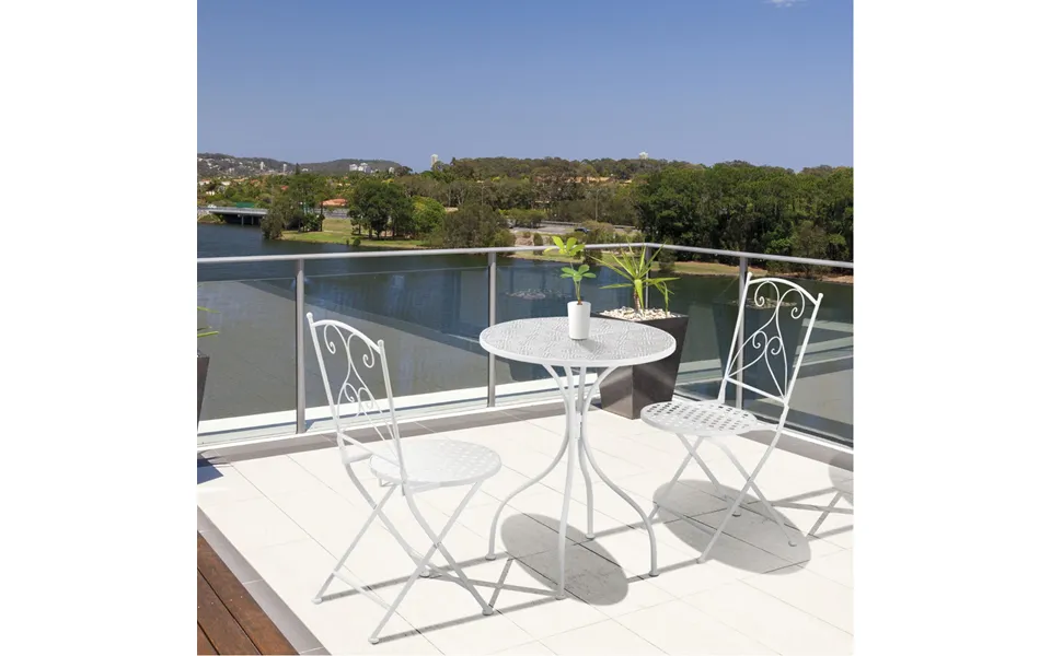 Outsunny Garden Bistro Set With Mosaic Tabletop, 3 Piece - White