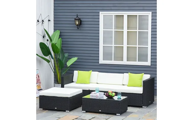 Outsunny Rattan Garden Sectional Sofa Set, Black - 4 Seater product image