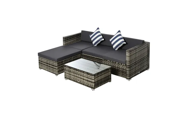 Outsunny Rattan Garden Sectional Sofa Set, Grey - 4 Seater product image