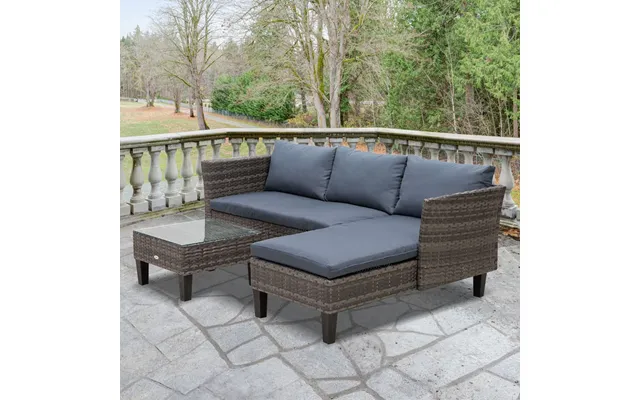 Outsunny Rattan L Shaped Sofa Set, Grey - 3 Seater product image