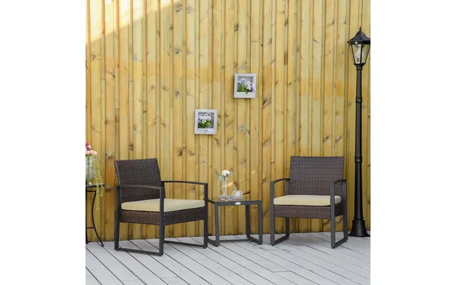 Outsunny Rattan Wicker Bistro Set, Brown Beige - 3 Piece product image