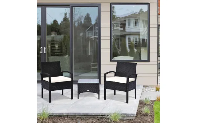 Outsunny Rattan Wicker Bistro Set With Table, Black - 3 Piece product image