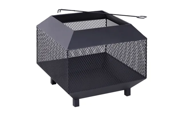 Outsunny Steel Stove Garden Square Fire Pit - Black