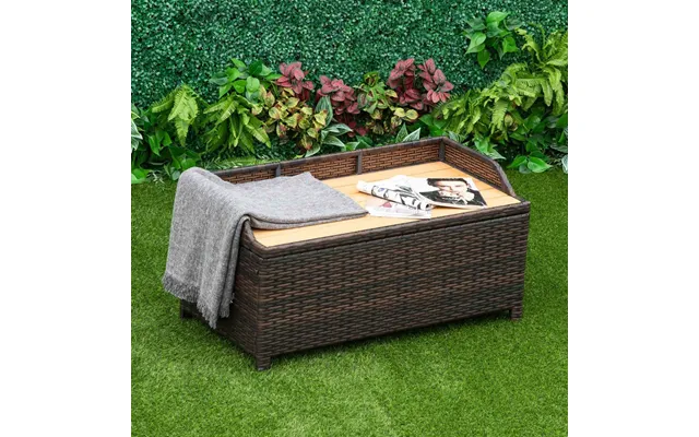 Outsunny Wicker Rattan Storage Box Seat With Cushion - Brown