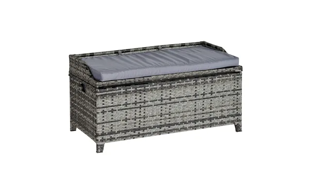 Outsunny Wicker Rattan Storage Box Seat With Cushion - Grey