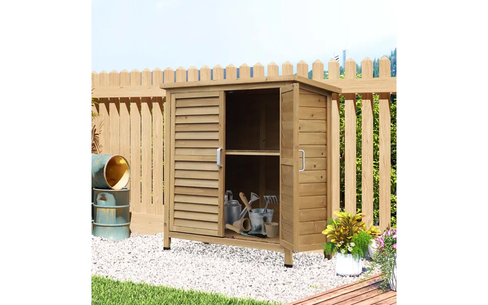 Outsunny Wooden Garden Storage Shed Cabinet, Natural - 2.8 X 1
