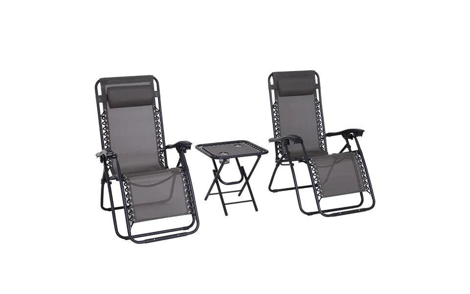 Outsunny Zero-gravity Chairs With Foldable Table, Grey - 2 Chairs