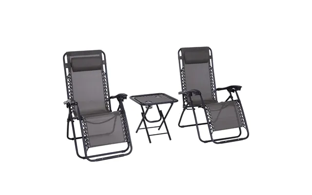 Outsunny Zero-gravity Chairs With Foldable Table, Grey - 2 Chairs
