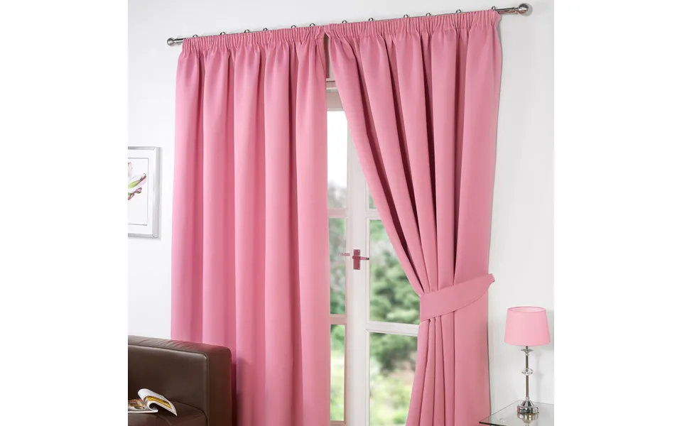 Pencil Pleat Thermal Blackout Fully Lined Curtains - Pink 46x72