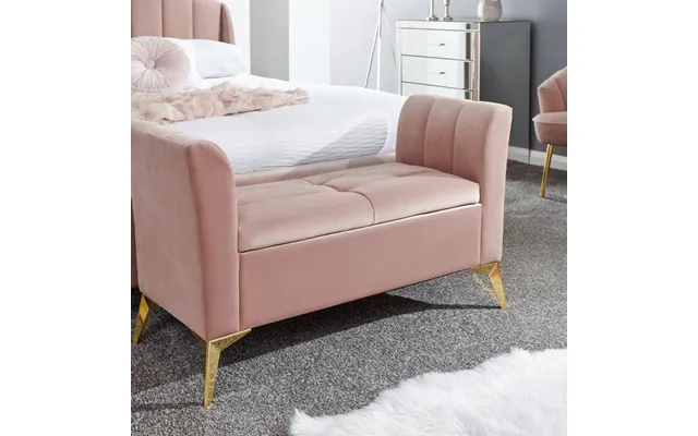 Pettine Fabric Ottoman Storage Bench - Blush Pink