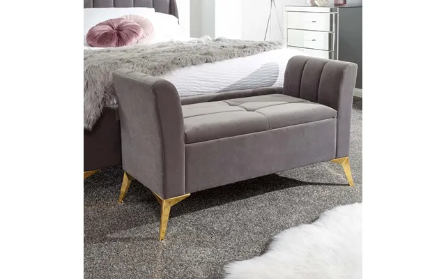 Pettine Fabric Ottoman Storage Bench - Grey