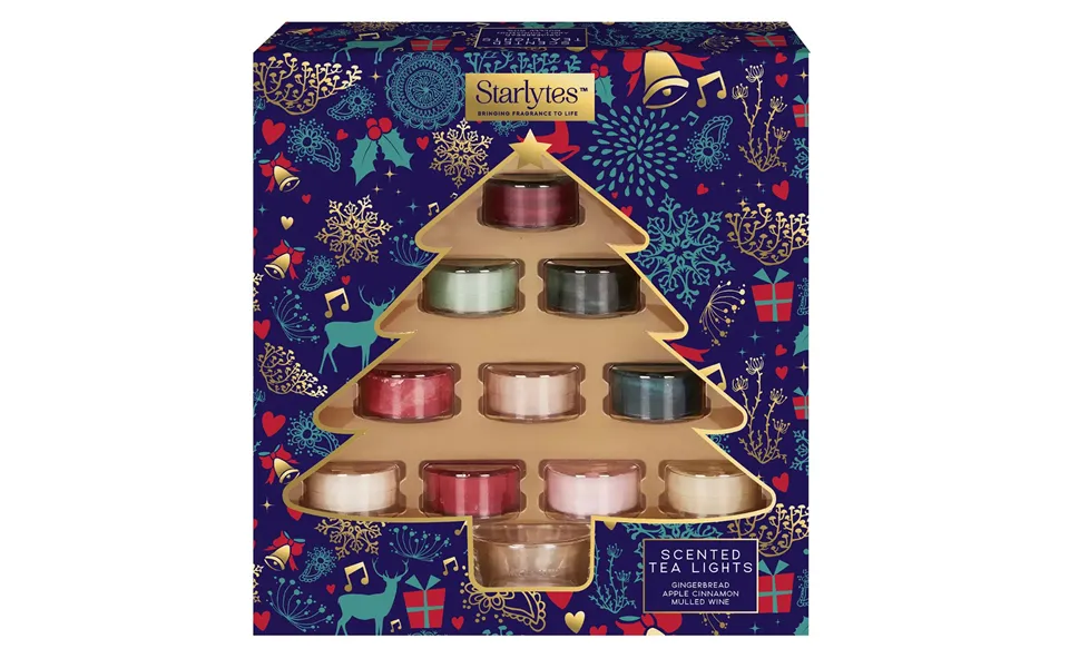 Starlytes Christmas Scented Tealights & Holder Set - 10pk