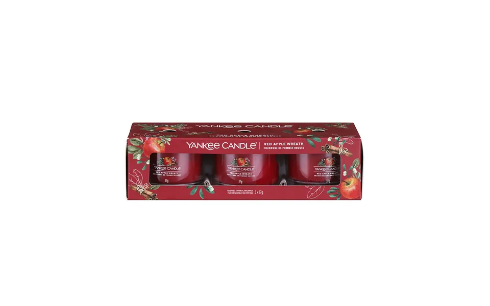 Yankee Candle Votive Set Of 3 - Red Apple Wreath