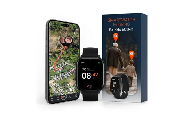 Paj Gps Tracker Smartwatch Finder 4g - Black Ideal For Children & Seniors Real-time Tracking & Safety Alerts
