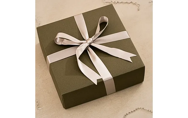 Large Gift Box - Khaki With Silver Ribbon