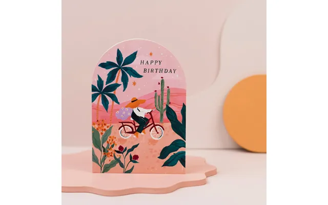 Sunset Bike Illustrated Birthday Card
