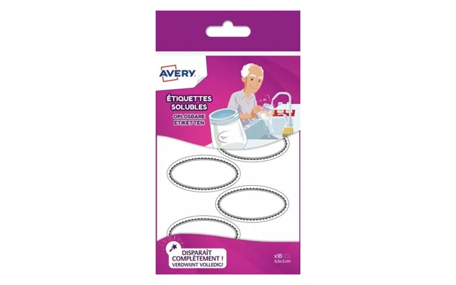 Avery Solub18 Self-adhesive Label Oval Removable White 3 Pc S