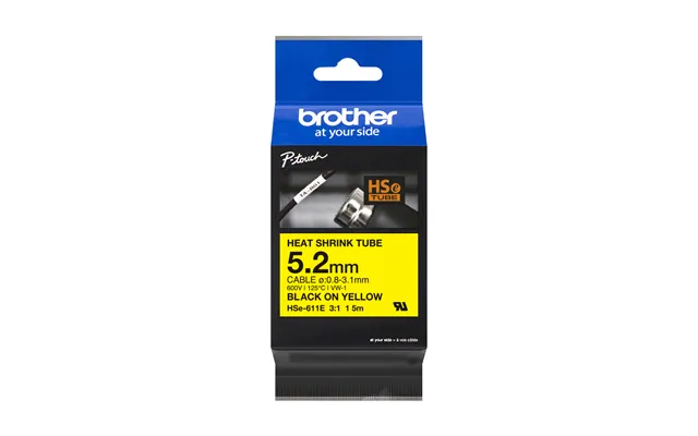 Brother Hse-611e Heat Shrink Tubes Black On Yellow 5.2mm X 1