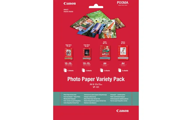 Canon Vp-101 Photo Paper Variety Pack 4x6 And A4 - 20 Sheets