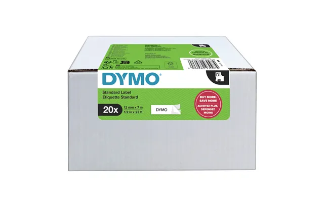 Dymo Authentic D1 Labels Black Print On White 12mm X 7m Self-adh