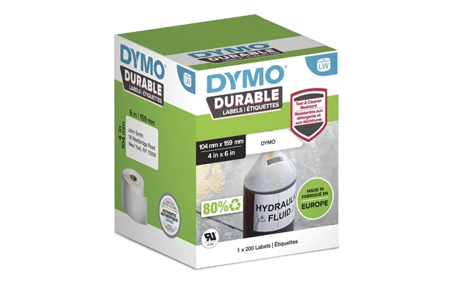 Dymo Authentic Labelwriter Durable Labels 104mm X 159mm White Poly