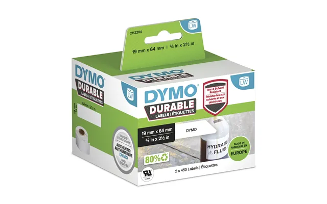 Dymo Labelwriter Durable Industrial Labels 19mm X 64mm White Poly