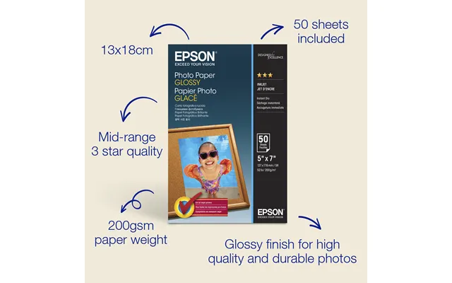 Epson Glossy Photo Paper 130 X 180mm . 200gsm. 50 Sheets