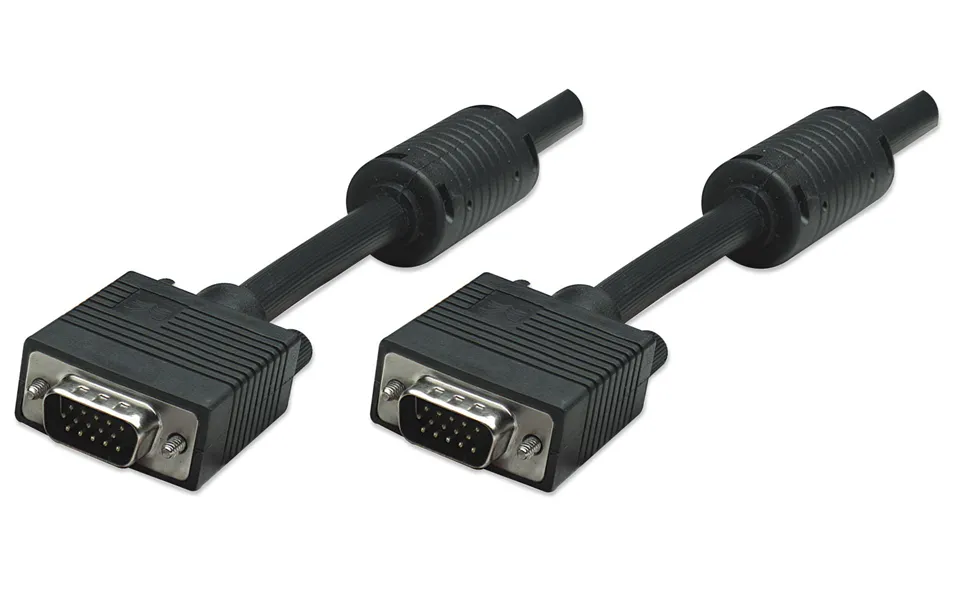 Manhattan Vga Monitor Cable With Ferrite Cores . 10m. Black. Male To