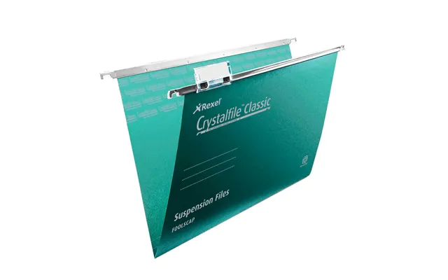 Rexel Crystalfile Classic Foolscap Suspension File 15mm Green 50