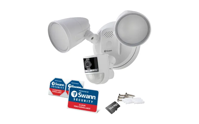 Swann 4k Floodlight Security Camera With 2-way Talk. Siren With Heat &