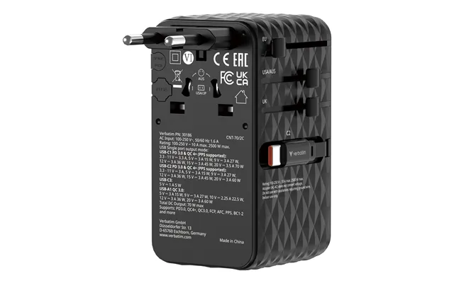 Verbatim Charge 'n' Travel 70w 2c Retractable Universal Trav