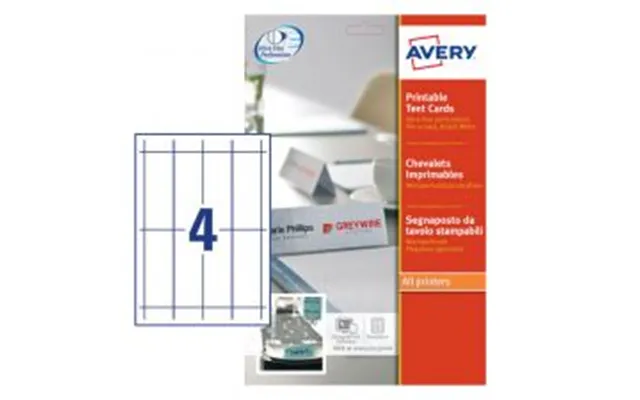 Avery Printable Tent Card 120x45mm 4 Per Sheet 190gsm White Pack 40