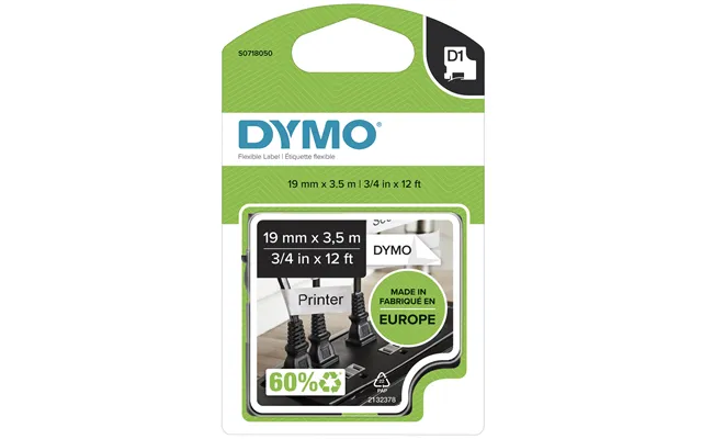 Dymo 16957 S0718040 Directlabel-etikettes Nylon Black On White 12mm X