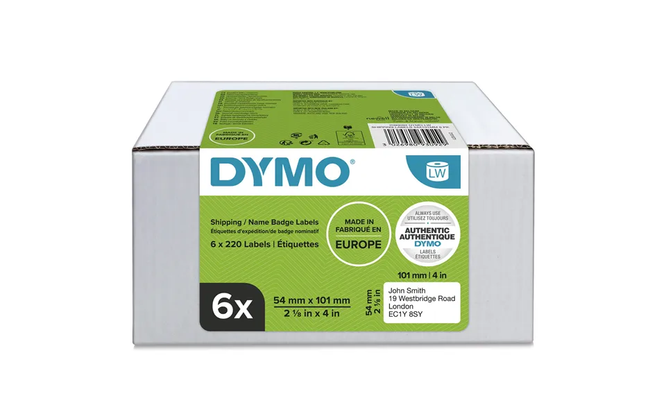 Dymo 2093092 Directlabel-etikettes White 101mm X 54mm Pack 6 For Label