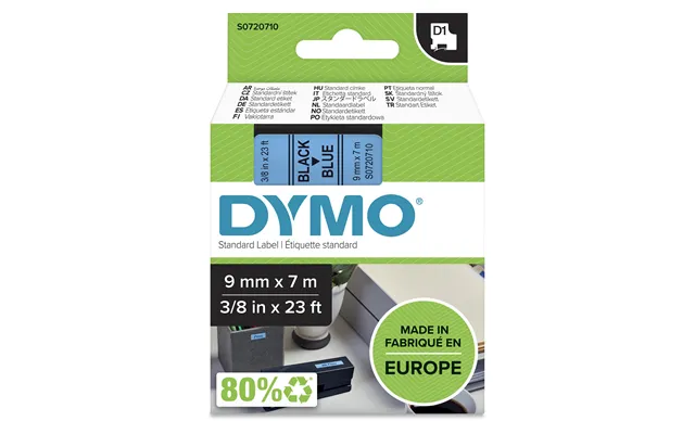 Dymo 40916 S0720710 Directlabel-etikettes Black On Blue 9mm X 7m For D