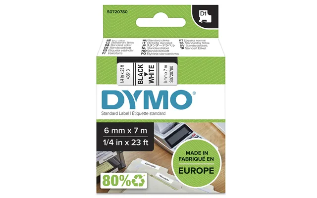 Dymo 43613 S0720780 Directlabel-etikettes Black On White 6mm X 7m For
