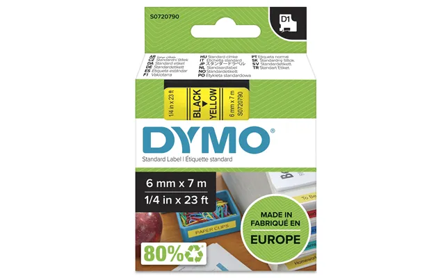 Dymo 43618 S0720790 Directlabel-etikettes Black On Yellow 6mm X 7m For