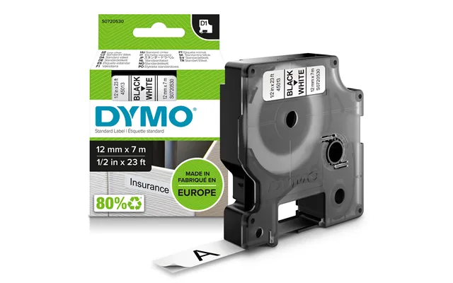 Dymo 45013 S0720530 Directlabel-etikettes Black On White 12mm X 7m For