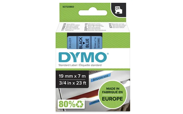 Dymo 45806 S0720860 Directlabel-etikettes Black On Blue 19mm X 7m For