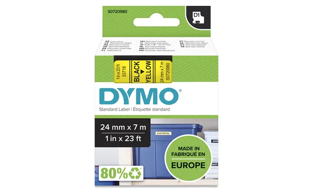 Dymo 53718 S0720980 Directlabel-etikettes Black On Yellow 24mm X 7m Fo