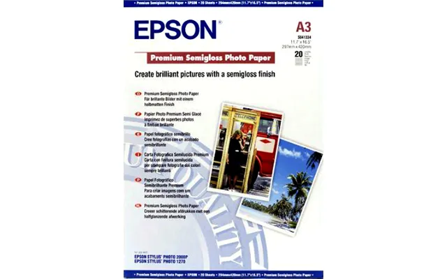 Epson Premium Semigloss Photo Paper. Din A3. 251g M . 20 Sheets