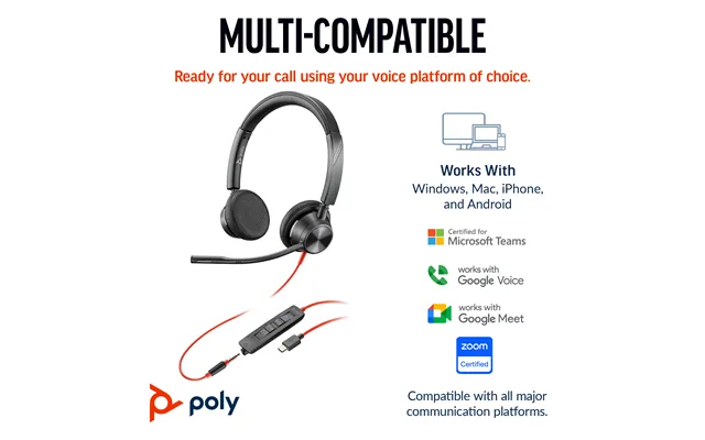 Hp Poly Blackwire 3325 Stereo Microsoft Teams Certified Usb-c Headset
