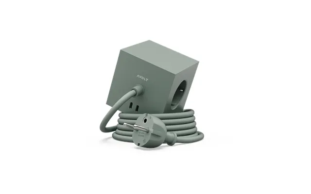 Avolt Square 1 Power Strip Usb-c 30w 3 M Oak Green