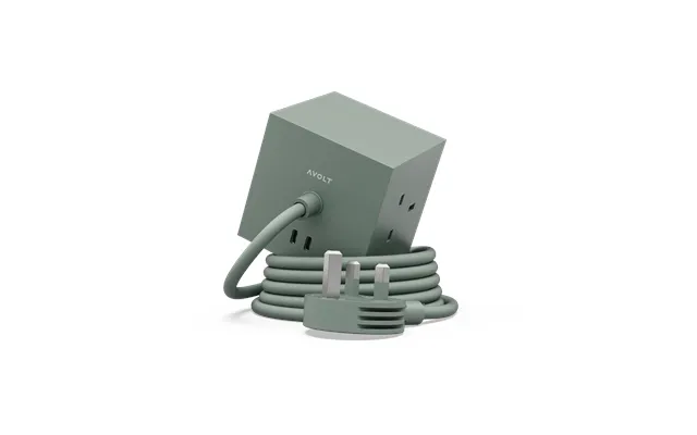 Avolt Square 1 Uk Power Strip Usb-c 30w 1.8 M Oak Green
