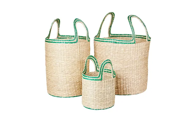 Broste Copenhagen Lykke Basket 3 Pieces Natural-green