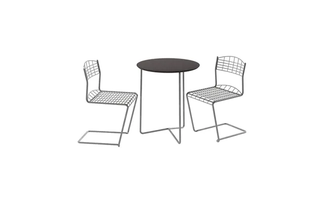 Grythyttan Stålmöbler High Tech Table Ø60 Cm 2 High Tech Chairs - Black-hot-dip Galvanized