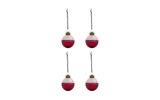 House Doctor Stripe Christmas Ornament Ø8 Cm 4-pack Pink-red